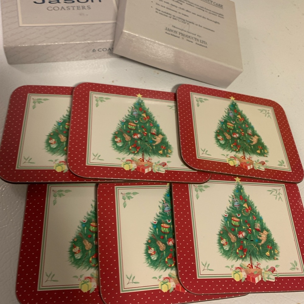 Christmas Tree Jason Products Ltd Cork Designer Collection 6 Coasters 4.5"